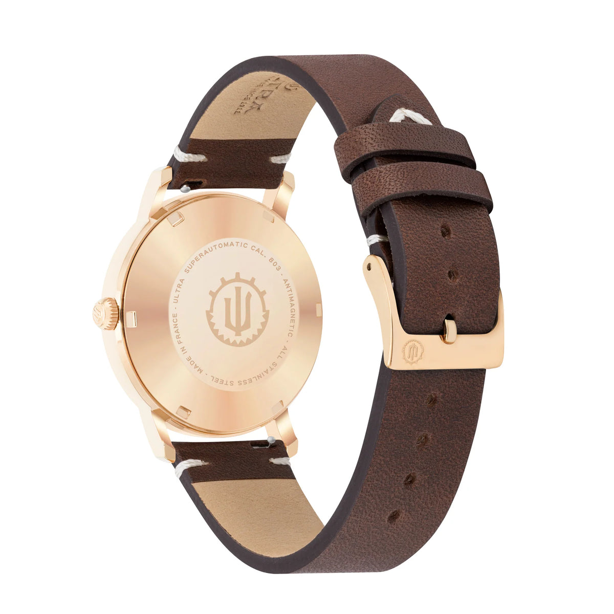 Ultra 1911 Superautomatic Cuir Mossy Stone automatic watch - case back view