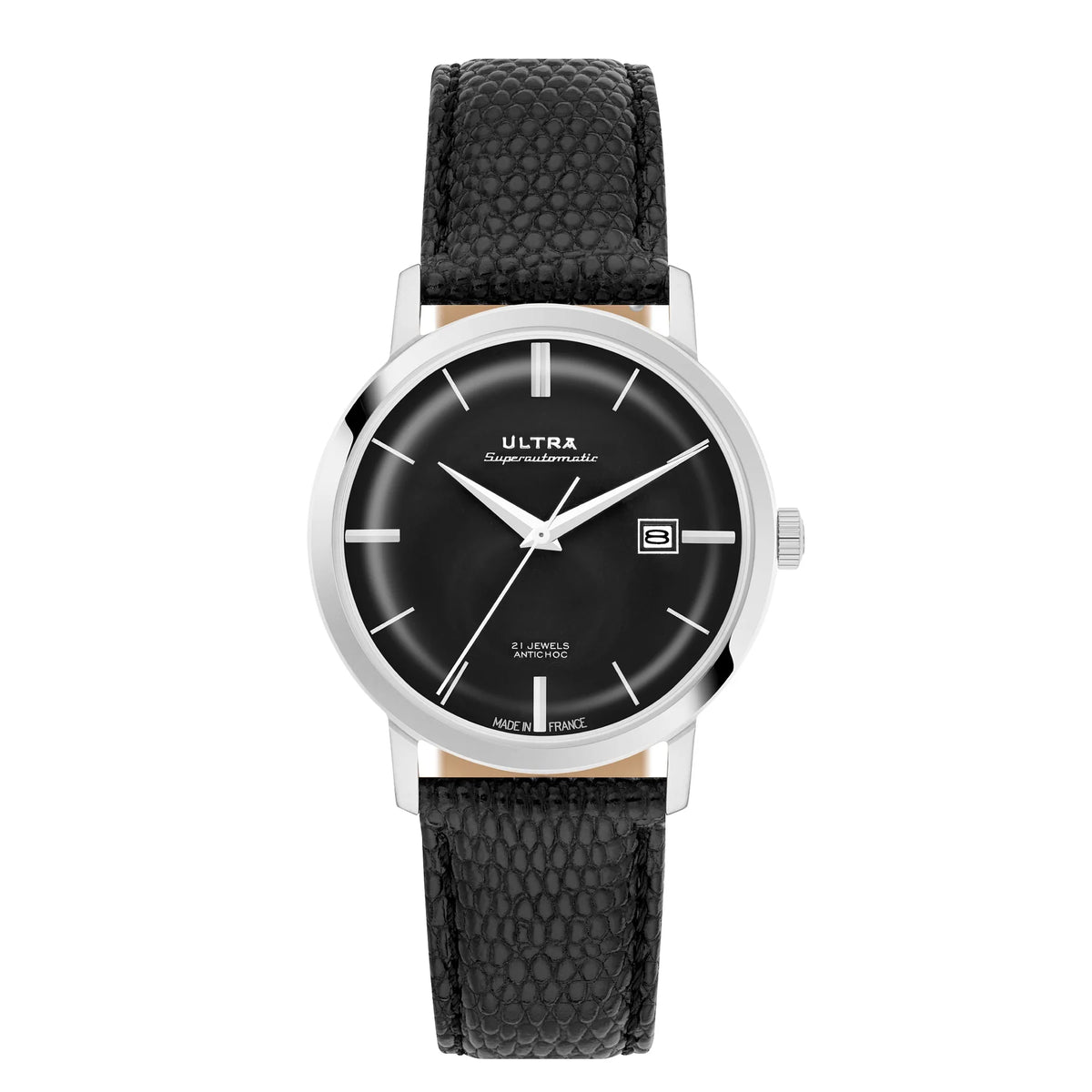 Ultra 1911 Superautomatic Lizard Black & Silver automatic watch - front view