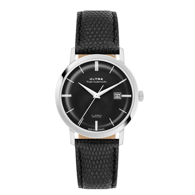 Ultra 1911 Superautomatic Lizard Black & Silver automatic watch - front view