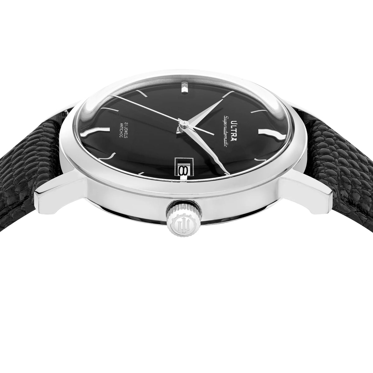 Ultra 1911 Superautomatic Lizard Black & Silver automatic watch - side view