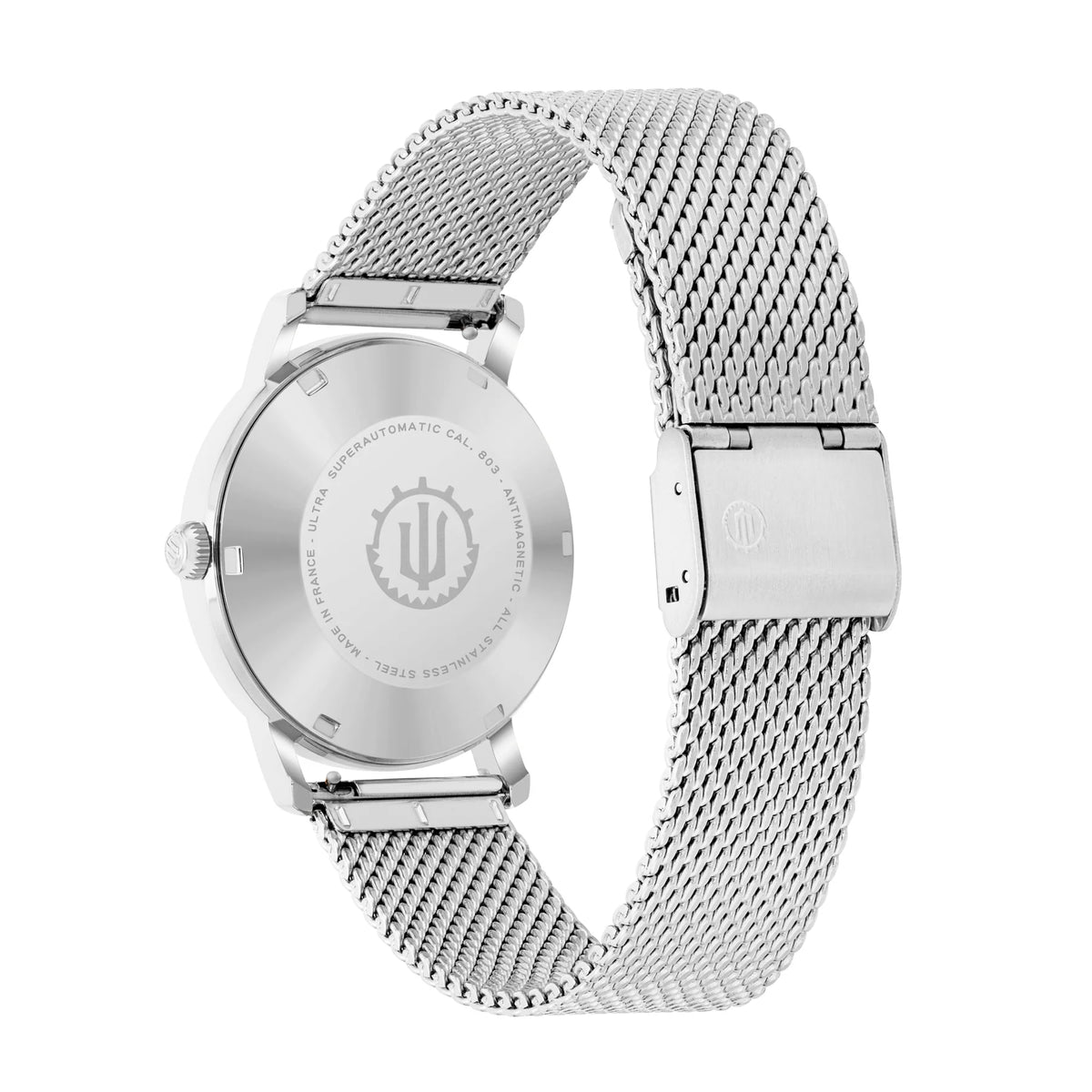 Ultra 1911 Superautomatic Maille Silver Sky automatic watch - case back view