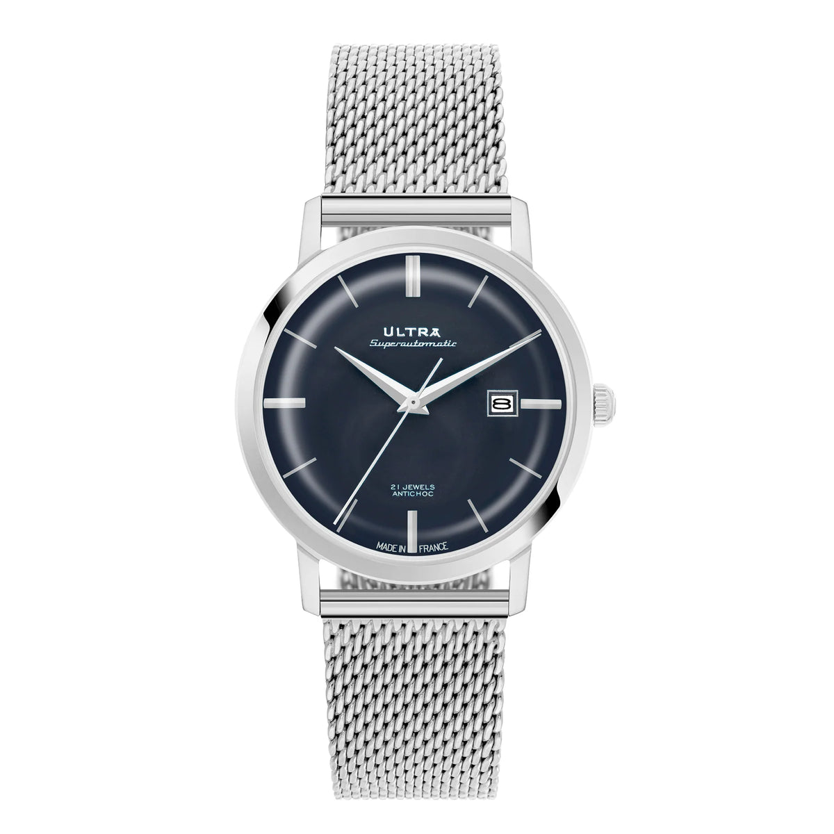 Ultra 1911 Superautomatic Maille Silver Sky automatic watch - front view