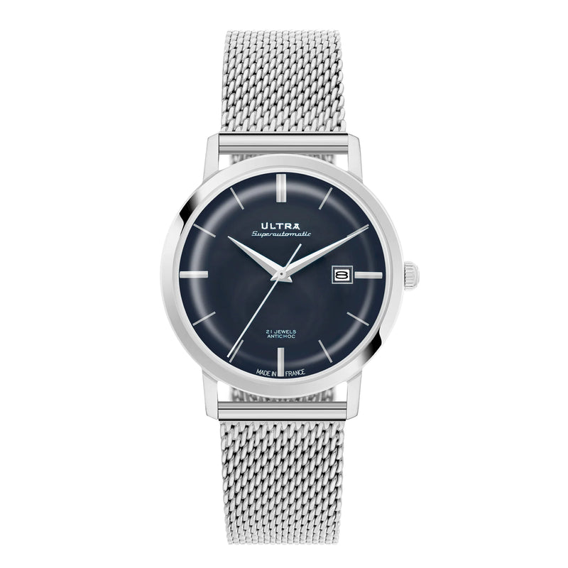 Ultra 1911 Superautomatic Maille Silver Sky automatic watch - front view