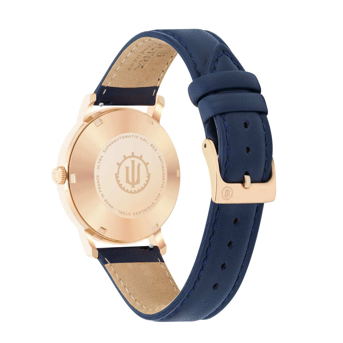 Ultra 1911 Superautomatic Cuir Blue Storm automatic watch - case back view
