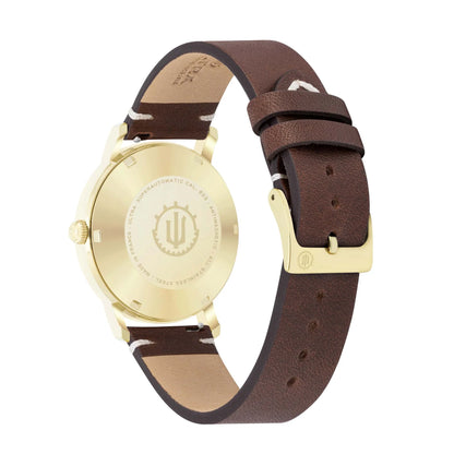 Ultra 1911 Superautomatic Cuir Spicy Gold automatic watch - case back view