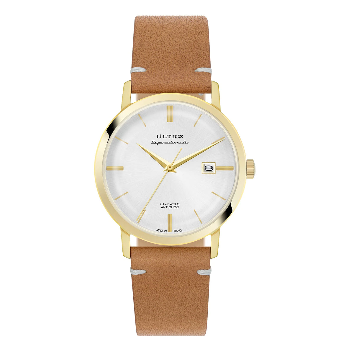 Ultra 1911 Superautomatic Cuir Silver Sunrise automatic watch - front view