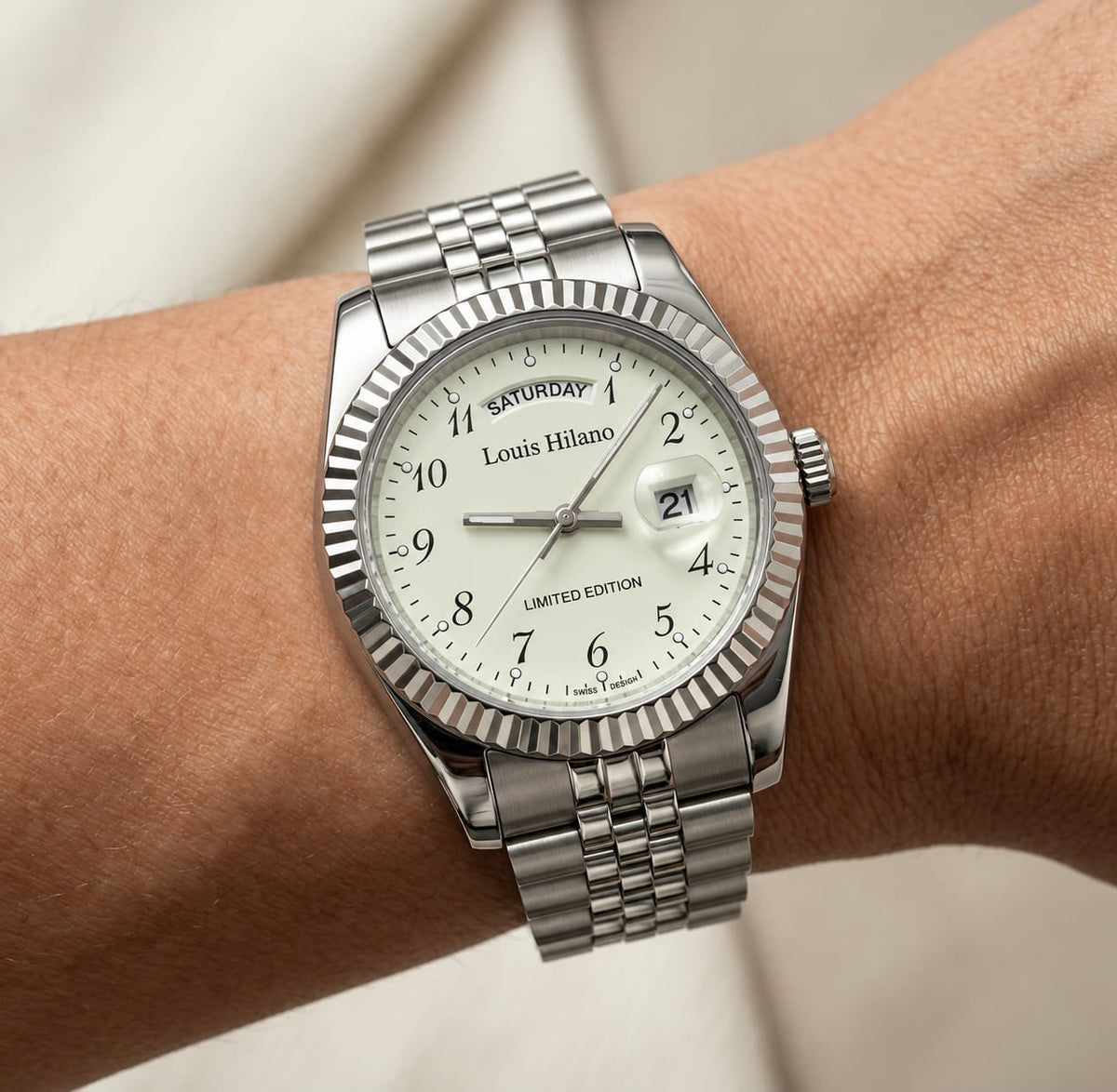 Louis Hilano Day-Date Watch – Mint Green Dial