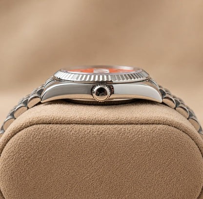 Louis Hilano Day-Date Watch – Orange Arabic Dial