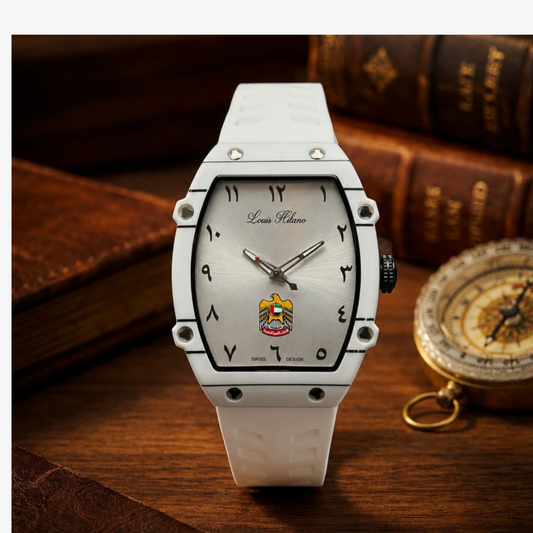 UAE Special Edition Watch | Silver Bezel  White Dial |  Louis Hilano