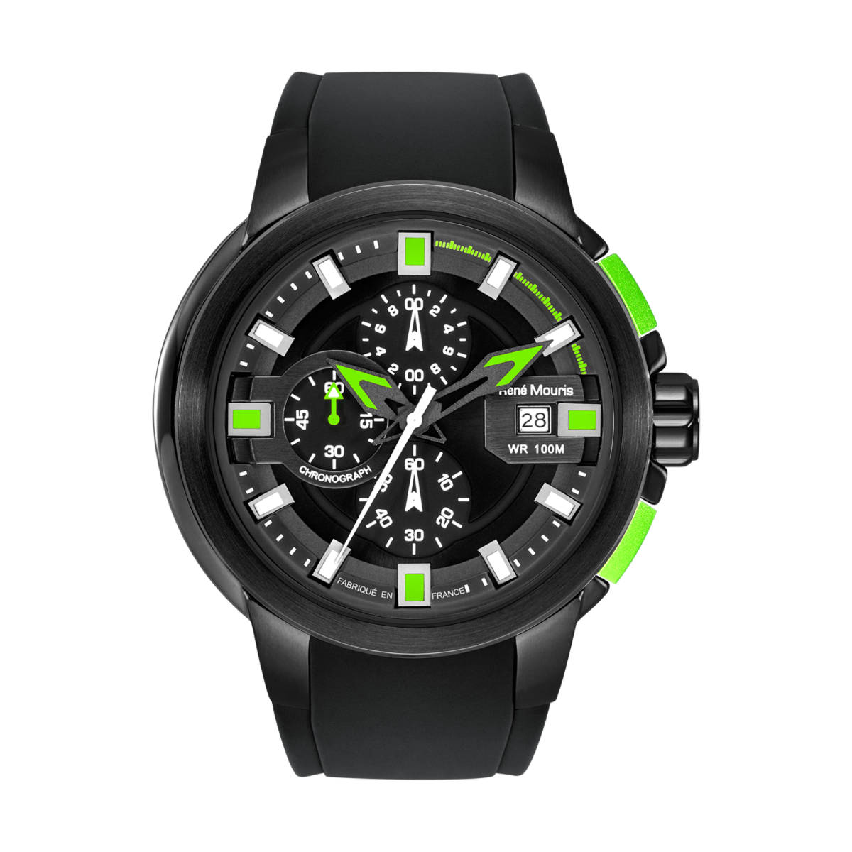 René Mouris Prowler 90123RM4 men's watch, black, green accents – side profile