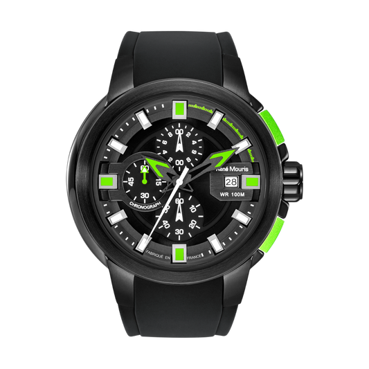René Mouris Prowler 90123RM4 men's watch, black, green accents – side profile