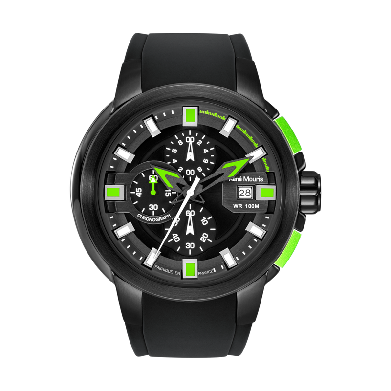 René Mouris Prowler 90123RM4 men's watch, black, green accents – side profile