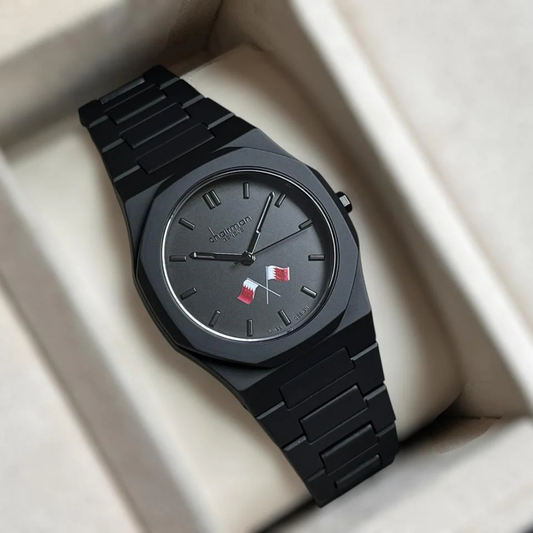 QATAR Sheikh and Flag Photo  Poly Carbon Chairman Geneve Watch