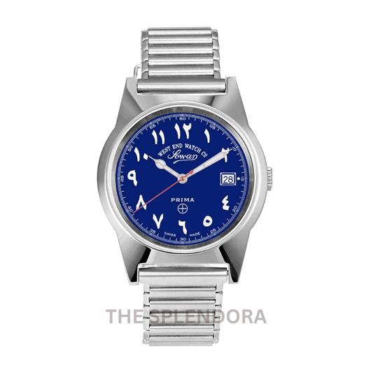 WEST END QUARTZ WATCH  BLUE DIAL WITH LUMINESCENT EASTERN ARABIC NUMERALS (Copy)