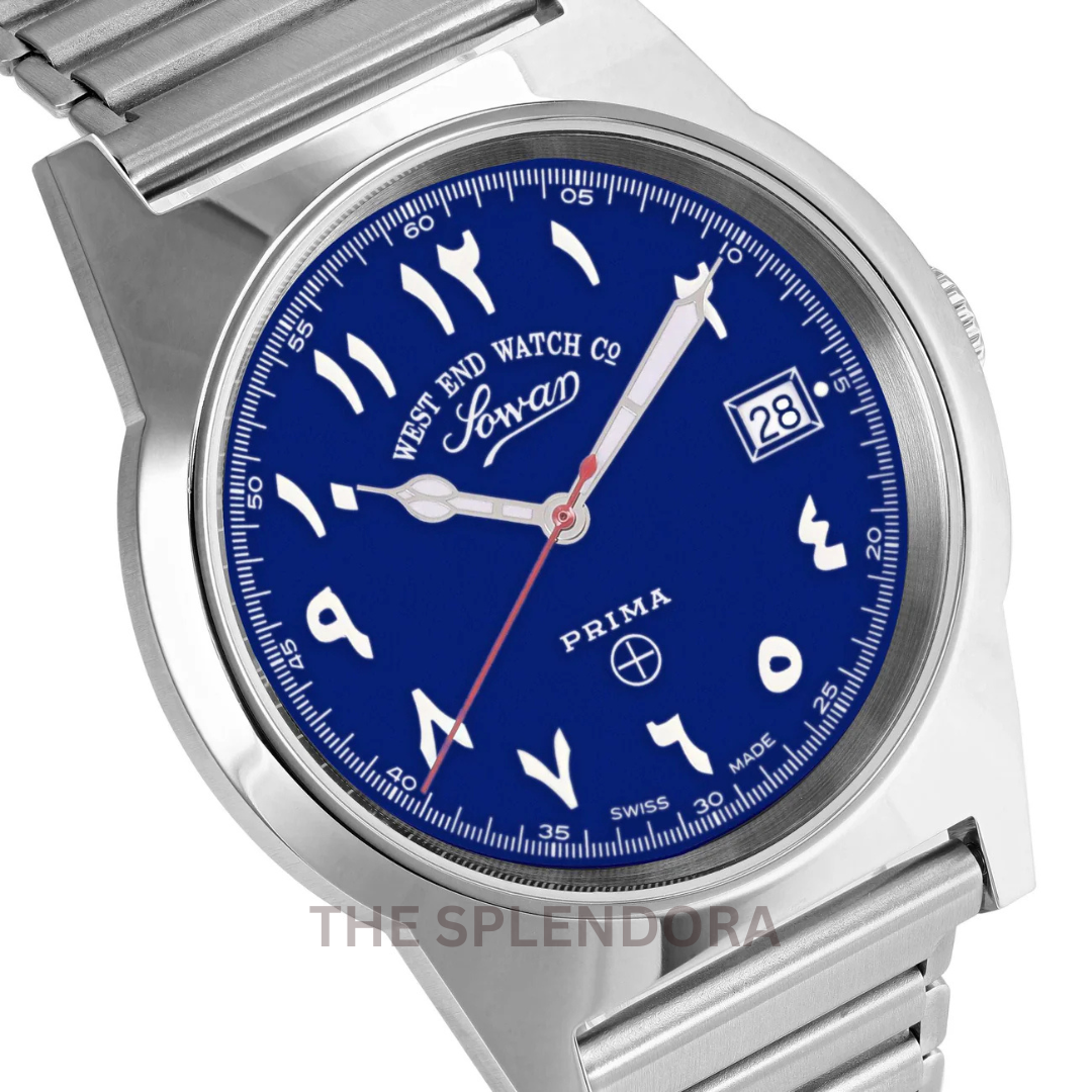 WEST END QUARTZ WATCH  BLUE DIAL WITH LUMINESCENT EASTERN ARABIC NUMERALS 