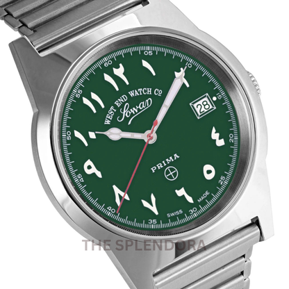 WEST END QUARTZ ORIGINAL WATCH GREEN DIAL WITH LUMINESCENT EASTERN ARABIC NUMERALS