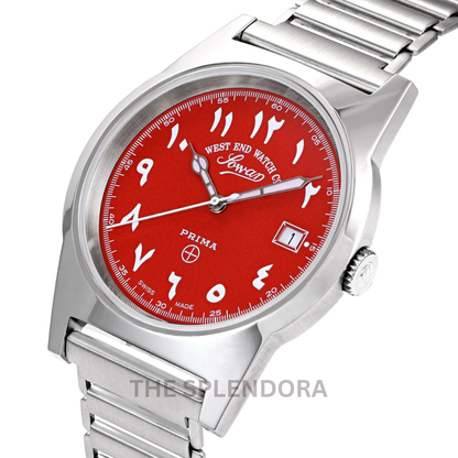 WEST END QUARTZ ORIGINAL WATCH RED DIAL WITH LUMINESCENT EASTERN ARABIC NUMERALS