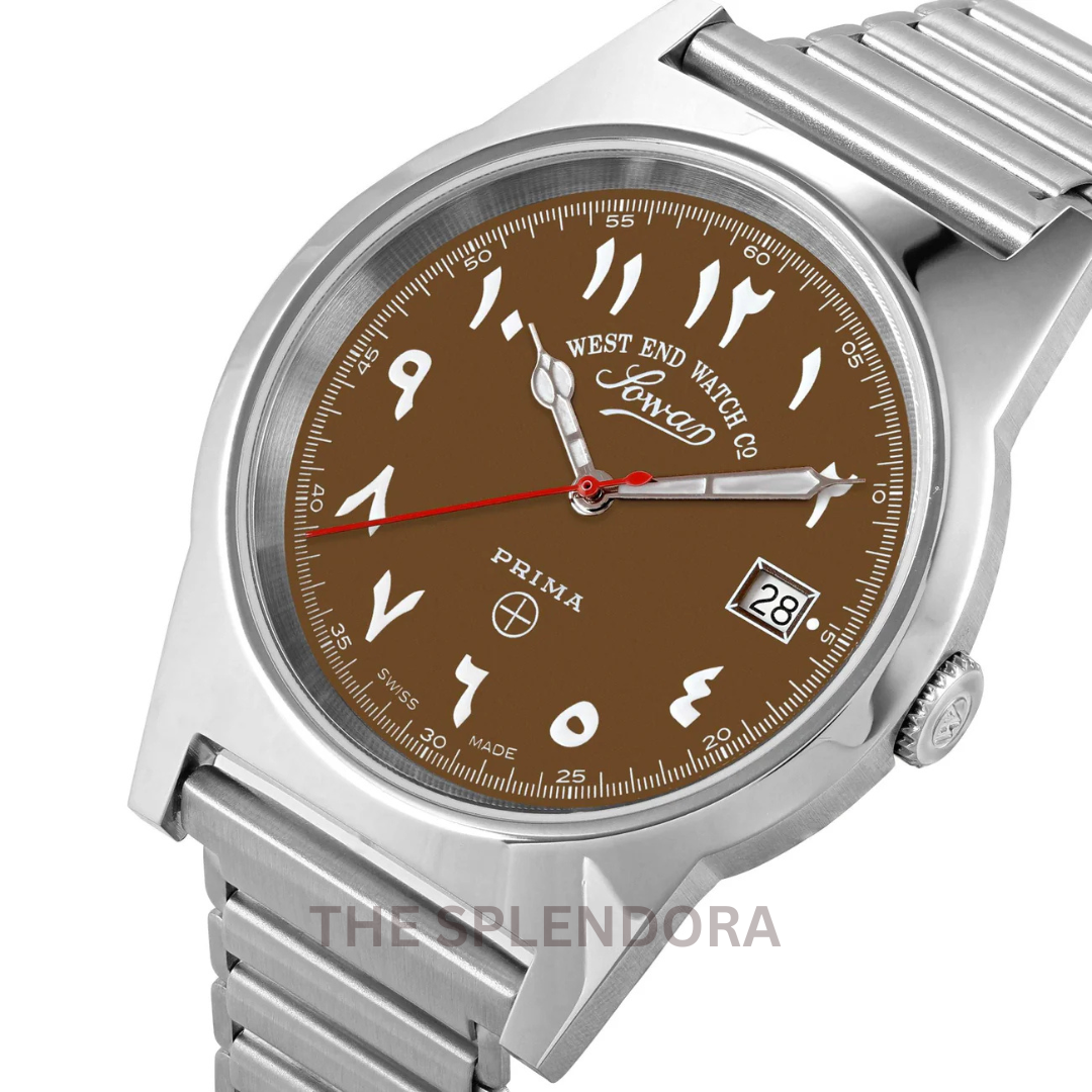 WEST END WATCH QUARTZ BROWN DIAL WITH ARABIC NUMERALS