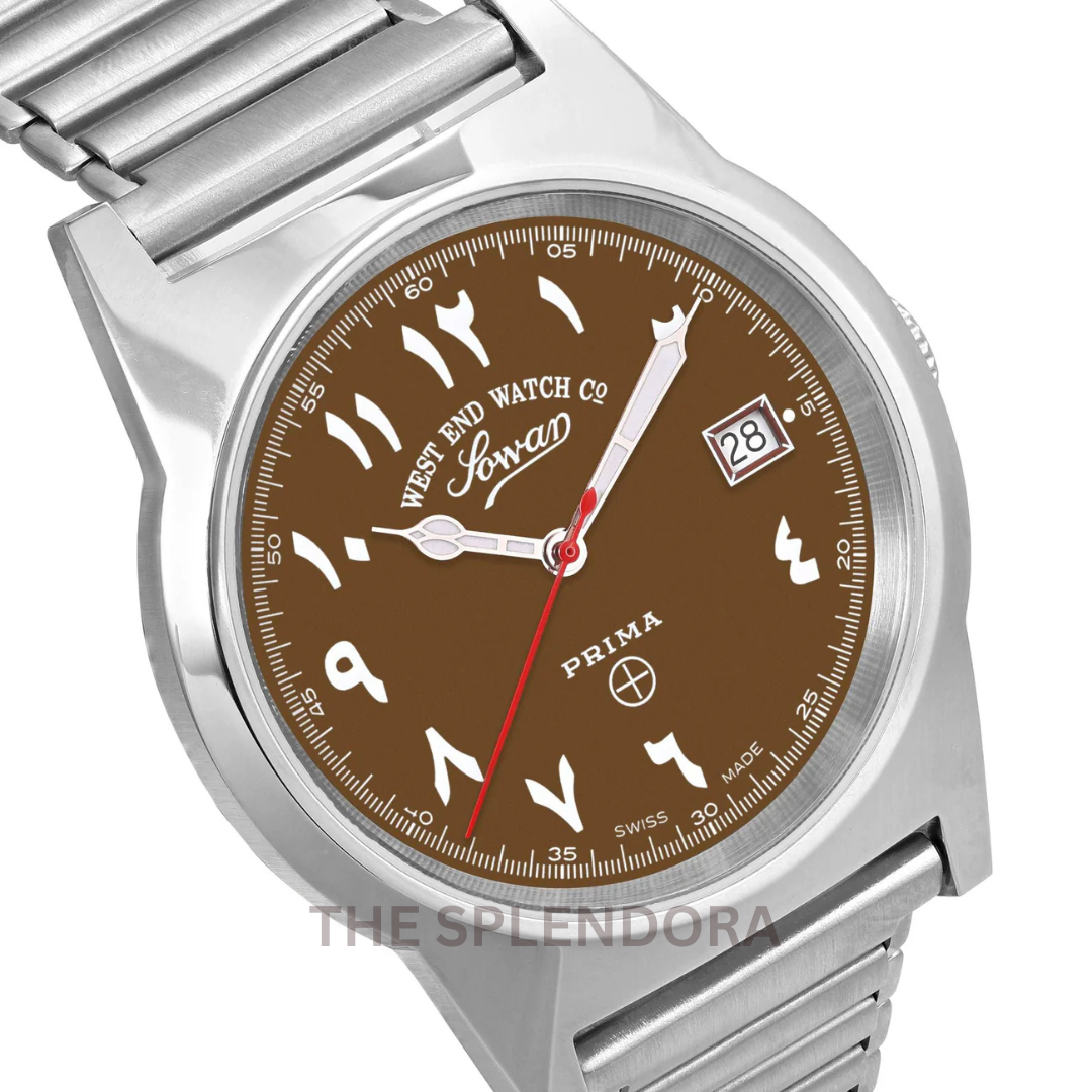 WEST END WATCH QUARTZ BROWN DIAL WITH ARABIC NUMERALS
